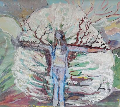 The Crucified Woman of the Arab Spring - a Paint Artowrk by Laure Keyrouz